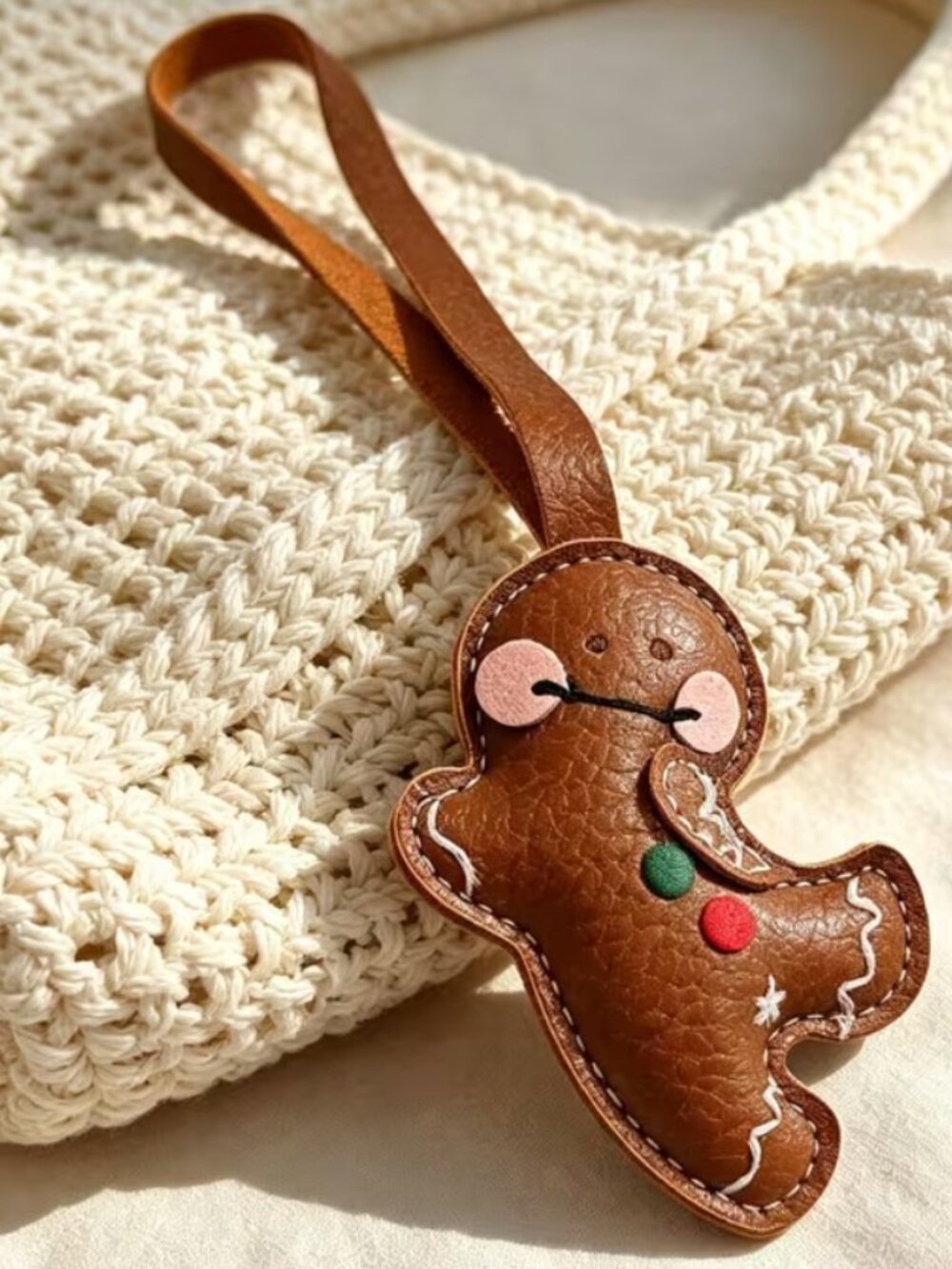 New Faux Leather Gingerbread Man Bag Backpack Charm
